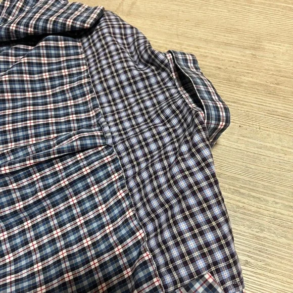 Fred Perry Mens Short Sleeve Plaid Button Down Size M Blue White Red Sham 69 Oi! - Picture 8 of 10